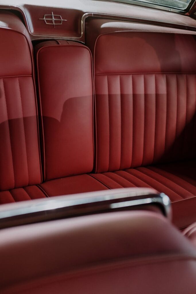 Red Leather Padded Chair With Stainless Steel Frame